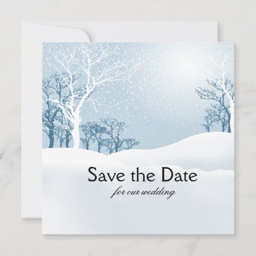 Snowy Winter Save the Date ice blue