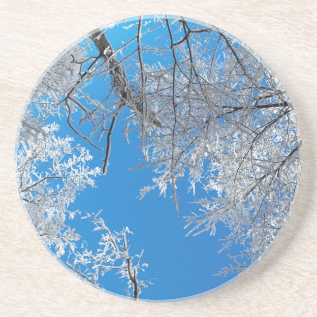 Snowy Winter Scene Drink Coaster (Front)