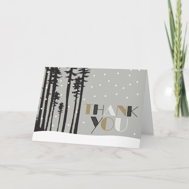 Snowy Winter Scene Thank You Card (Front)
