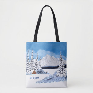Snowy Winter Scene Tote Bag