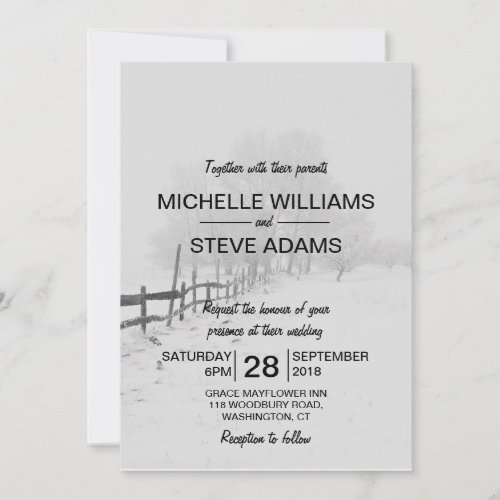 Snowy Winter Scene Wedding Invitation