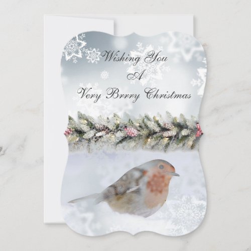 Snowy Winter Snowfinch Christmas Greeting Holiday Card