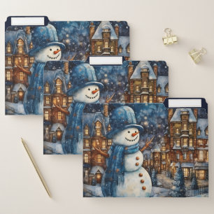 Snowy Winter Town Wonderland File Folder