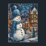 Snowy Winter Town Wonderland Holiday Postcard<br><div class="desc">Warm and cheerful snowman greeting passersby with a friendly smile,  spreading the joy of winter and bringing smiles and delight to everyone who encounters it.</div>