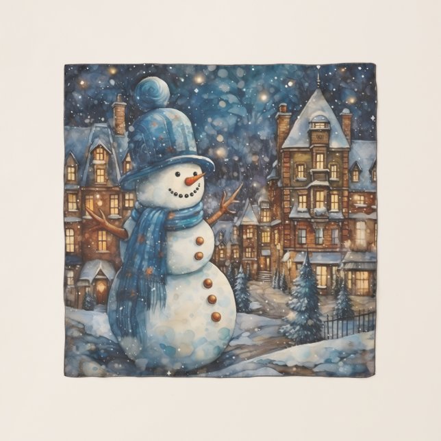Snowy Winter Town Wonderland Scarf (Front)