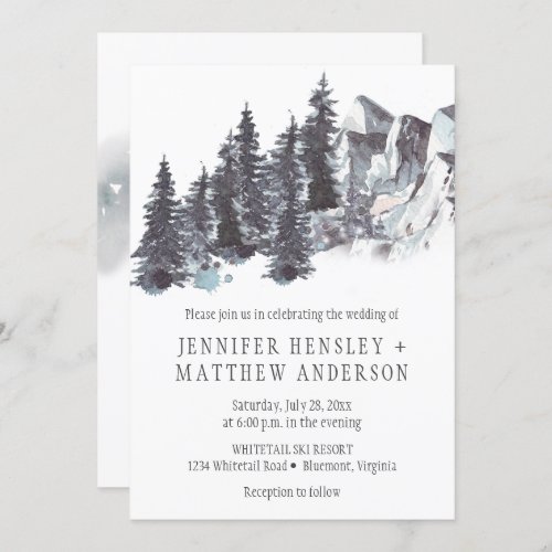 Snowy Winter Trees Mountains Snow Wedding  Invitation