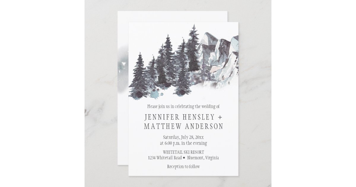 Snowy Winter Trees Mountains Snow Wedding | Invitation | Zazzle