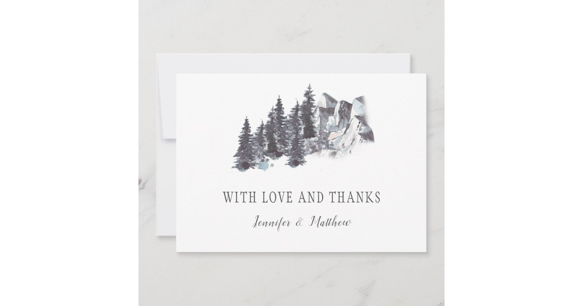 Snowy Winter Trees Mountains Snow Wedding | Thank You Card | Zazzle