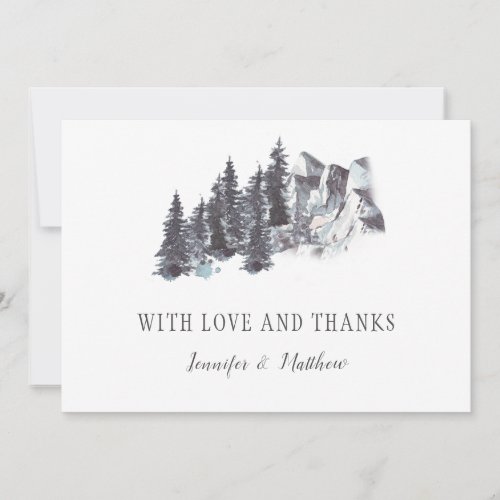 Snowy Winter Trees Mountains Snow Wedding  Thank You Card