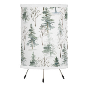 Snowy winter trees pattern tripod lamp