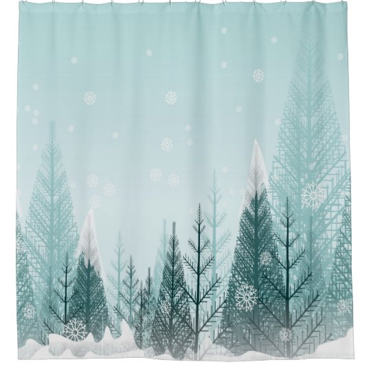 Snowy Winter Trees Shower Curtain 