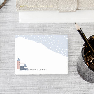 Snowy Winter Village Personalized Post-it Notes