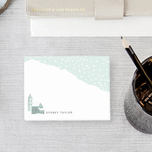 Snowy Winter Village Personalized Post_it Notes