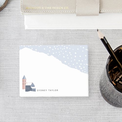 Snowy Winter Village Personalized Post_it Notes