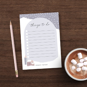 Snowy Winter Village Personalized To Do List Post-it Notes