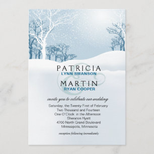 Snowy Winter Wedding - ice blue Invitation