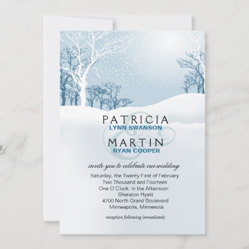 Snowy Winter Wedding _ ice blue Invitation