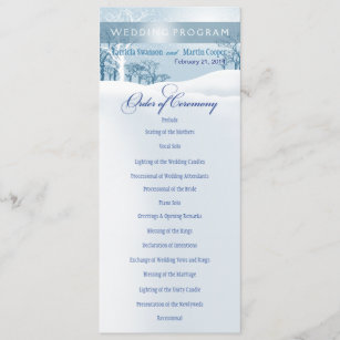 Snowy Winter Wedding Program ice blue