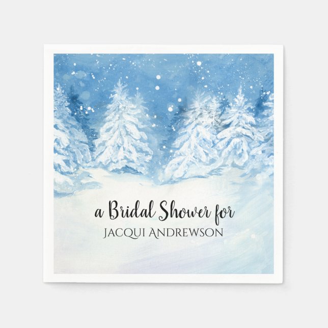 Snowy Winter Wedding Trees Forest Bridal Shower Napkins (Front)