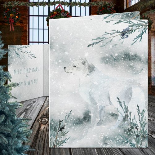Snowy Winter White Arctic Fox Holiday