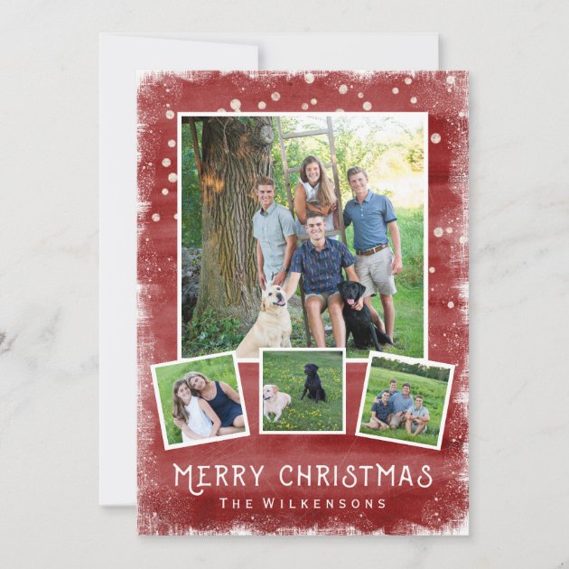 Snowy Winter Wonderland Christmas Photo Collage Holiday Card
