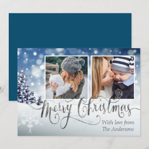 Snowy Winter Wonderland Elegant Christmas Photo Invitation