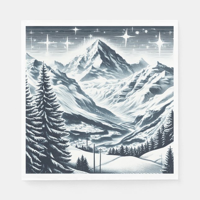 Snowy winter wonderland napkins (Front)