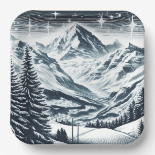 Snowy winter wonderland paper plates