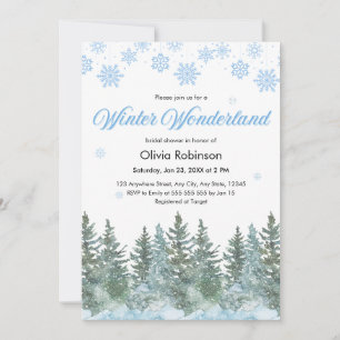 Snowy Winter Wonderland Snowflakes Bridal Shower  Invitation