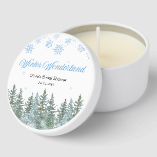 Snowy Winter Wonderland Snowflakes Bridal Shower Mini Candle Favors