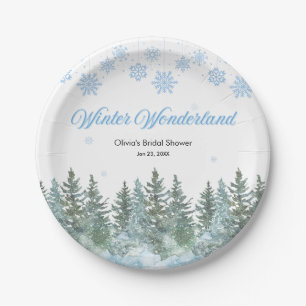 Snowy Winter Wonderland Snowflakes Bridal Shower Paper Plates