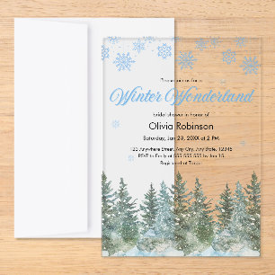 Snowy Winter Wonderland Snowflakes Bridal Shower Petite Acrylic Invitation