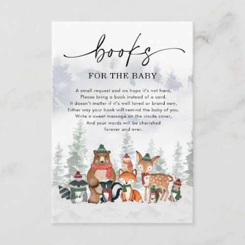 Snowy Winter Woodland Forest Animals Book Request Enclosure Card