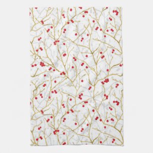 Snowy Winterberries Christmas Coordinating Kitchen Towel