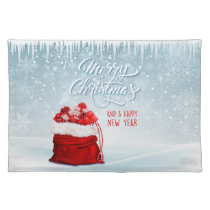 Snowy Wishes: A Sack Full of Holiday Cheer Cloth Placemat