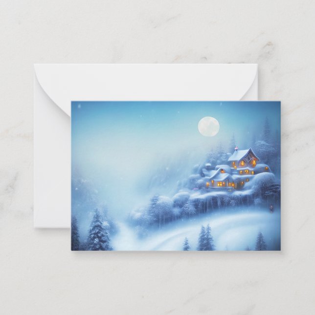 Snowy wonderland home budget mini Christmas Note Card (Front)
