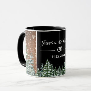Snowy Wood & Forest Black Pine Wedding Mug