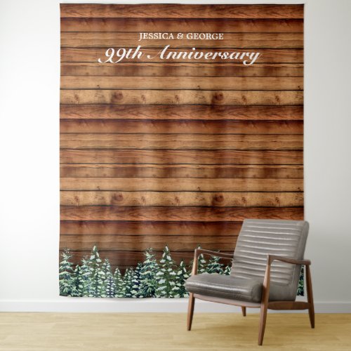 Snowy Wood  Forest Country Anniversary Photo Tapestry