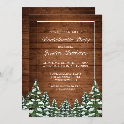 Snowy Wood  Forest Country Bachelorette Party Invitation