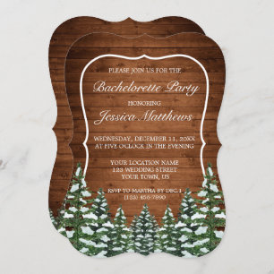Snowy Wood & Forest Country Bachelorette Party Invitation