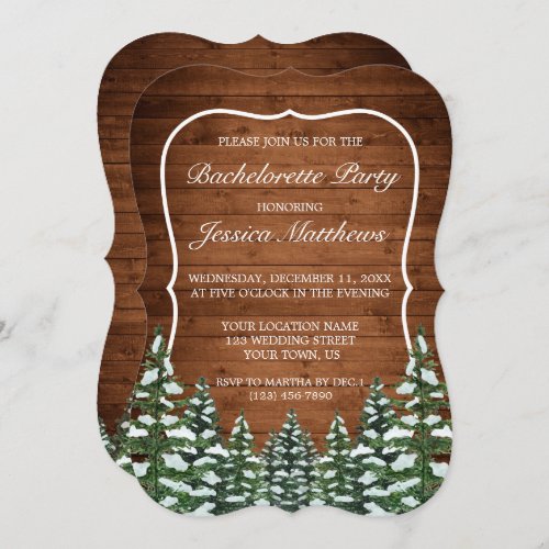 Snowy Wood  Forest Country Bachelorette Party Invitation