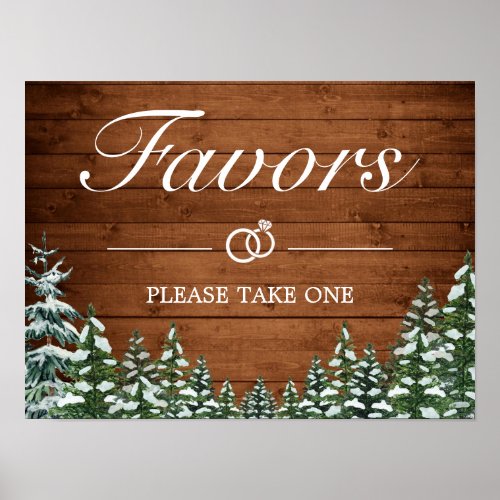 Snowy Wood  Forest Country Favors Wedding Sign