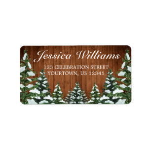 Snowy Wood & Forest Country Pine Address Label