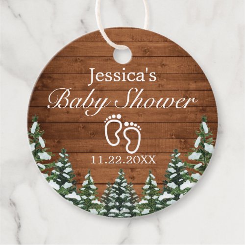 Snowy Wood  Forest Country Pine Baby Shower Favor Tags