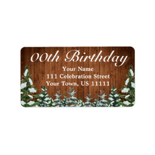 Snowy Wood & Forest Country Pine Birthday Address Label
