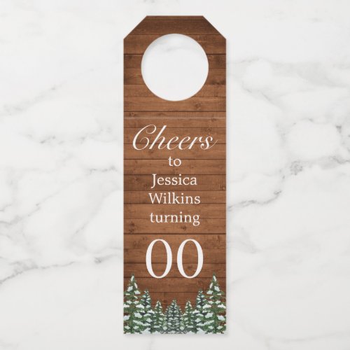 Snowy Wood  Forest Country Pine Birthday Bottle Hanger Tag