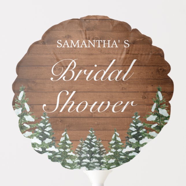 Snowy Wood & Forest Country Pine Bridal Shower Balloon (Front)