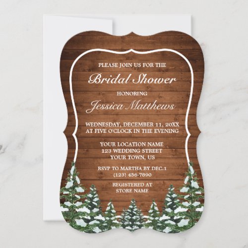Snowy Wood  Forest Country Pine Bridal Shower Invitation