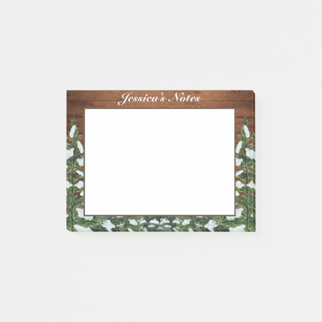 Snowy Wood & Forest Country Pine Custom Post-it Notes (Front)