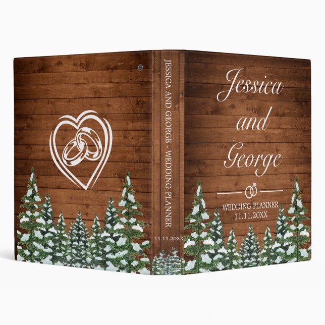 Snowy Wood & Forest Country Pine Wedding 3 Ring Binder (Background)
